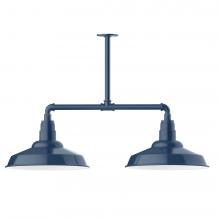 Montclair Light Works MSD184-50-W16-L13 - 16&#34; Warehouse shade, 2-light LED Stem Hung Pendant with wire grill, Navy