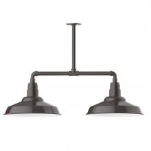 Montclair Light Works MSD184-51-T24-L13 - 16&#34; Warehouse shade, 2-light LED Stem Hung Pendant, Architectural Bronze