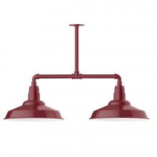 Montclair Light Works MSD184-55-W16-L13 - 16&#34; Warehouse shade, 2-light LED Stem Hung Pendant with wire grill, Barn Red
