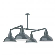 Montclair Light Works MSP106-40-W12-L12 - 12" Cafe shade, 4-light LED Stem Hung Pendant with wire grill, Slate Gray