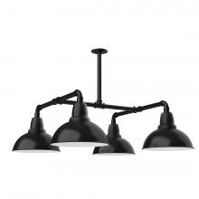 Montclair Light Works MSP106-41-T30-L12 - 12" Cafe shade, 4-light LED Stem Hung Pendant, Black