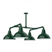 Montclair Light Works MSP106-42-W12-L12 - 12&#34; Cafe shade, 4-light LED Stem Hung Pendant with wire grill, Forest Green