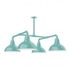 Montclair Light Works MSP106-48-W12-L12 - 12" Cafe shade, 4-light LED Stem Hung Pendant with wire grill, Sea Green