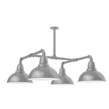 Montclair Light Works MSP106-49-T36-L12 - 12&#34; Cafe shade, 4-light LED Stem Hung Pendant, Painted Galvanized