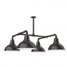 Montclair Light Works MSP106-51-T48-L12 - 12&#34; Cafe shade, 4-light LED Stem Hung Pendant, Architectural Bronze