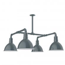 Montclair Light Works MSP115-40-W10-L12 - 10" Deep Bowl shade, 4-light LED Stem Hung Pendant with wire grill, Slate Gray