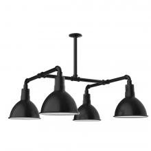 Montclair Light Works MSP115-41-T24-L12 - 10&#34; Deep Bowl shade, 4-light LED Stem Hung Pendant, Black