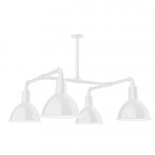 Montclair Light Works MSP115-44-T24-L12 - 10&#34; Deep Bowl shade, 4-light LED Stem Hung Pendant, White