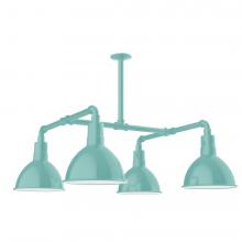 Montclair Light Works MSP115-48-W10-L12 - 10" Deep Bowl shade, 4-light LED Stem Hung Pendant with wire grill, Sea Green