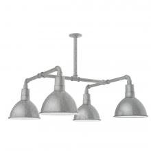 Montclair Light Works MSP115-49-L12 - 10&#34; Deep Bowl shade, 4-light LED Stem Hung Pendant, Painted Galvanized
