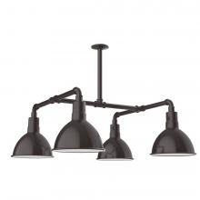 Montclair Light Works MSP115-51-T24-L12 - 10&#34; Deep Bowl shade, 4-light LED Stem Hung Pendant, Architectural Bronze