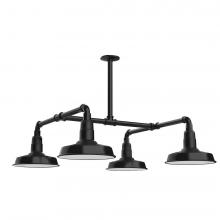 Montclair Light Works MSP181-41-L12 - 10&#34; Warehouse shade, 4-light LED Stem Hung Pendant, Black