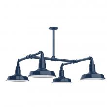 Montclair Light Works MSP181-50-W10-L12 - 10" Warehouse shade, 4-light LED Stem Hung Pendant with wire grill, Navy