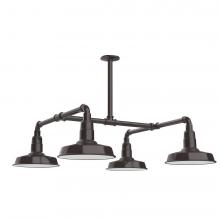 Montclair Light Works MSP181-51-L12 - 10&#34; Warehouse shade, 4-light LED Stem Hung Pendant, Architectural Bronze