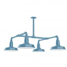 Montclair Light Works MSP181-54-L12 - 10&#34; Warehouse shade, 4-light LED Stem Hung Pendant, Light Blue