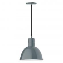 Montclair Light Works PEB116-40-L12 - 12&#34; Deep Bowl shade, LED Pendant with black cord and canopy, Slate Gray
