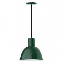 Montclair Light Works PEB116-42-L12 - 12&#34; Deep Bowl shade, LED Pendant with black cord and canopy, Forest Green