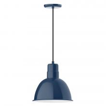 Montclair Light Works PEB116-50-C21-L12 - 12&#34; Deep Bowl shade, LED Pendant with white cord and canopy, Navy