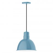 Montclair Light Works PEB116-54-L12 - 12&#34; Deep Bowl shade, LED Pendant with black cord and canopy, Light Blue