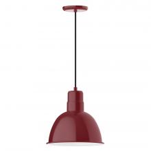 Montclair Light Works PEB116-55-L12 - 12&#34; Deep Bowl shade, LED Pendant with black cord and canopy, Barn Red