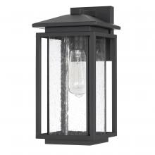 Worldwide Lighting Corp E10018-001 - Breckenridge 13 In 1-Light Matte Black Outdoor Wall Sconce With Seeded Glass