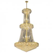 Worldwide Lighting Corp W83036G36 - Empire 32-Light Gold Finish and Clear Crystal Chandelier 36 in. Dia x 66 in. H Round Large
