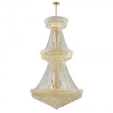 Worldwide Lighting Corp W83038G36 - Empire 32-Light Gold Finish and Clear Crystal Chandelier 36 in. Dia x 66 in. H Two 2 Tier Round Larg