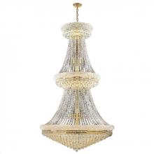 Worldwide Lighting Corp W83038G42 - Empire 38-Light Gold Finish and Clear Crystal Chandelier 42 in. Dia x 72 in. H Two 2 Tier Round Larg