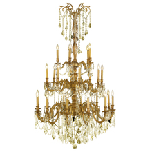 Worldwide Lighting Corp W83311FG38-GT - Windsor 25-Light French Gold Finish and Golden Teak Crystal Chandelier 38 in. Dia x 62 in. H Three 3