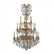 Worldwide Lighting Corp W83311FG38-CL - Windsor 25-Light French Gold Finish and Clear Crystal Chandelier 38 in. Dia x 62 in. H Three 3 Tier