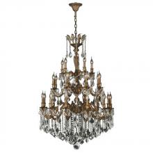 Worldwide Lighting Corp W83352FG36 - Versailles 25-Light French Gold Finish and Clear Crystal Chandelier 36 in. Dia x 50 in. H Three 3 Ti