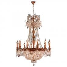 Worldwide Lighting Corp W83356FG36-GT - Winchester 18-Light French Gold Finish and Golden Teak Crystal Chandelier 36 in. Dia x 49 in. H Larg