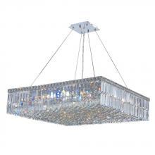 Worldwide Lighting Corp W83515C32 - Cascade 12-Light Chrome Finish and Clear Crystal Square Chandelier 32 in. L x 32 in. W x 7.5 in. H L