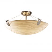 Justice Design Group PNA-9612-35-WAVE-NCKL - 24&#34; Semi-Flush Bowl w/ U-Clips