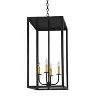 Santangelo Lighting & Design EX-LKWY-HNGNG - Hanging Lantern features a hand-forged iron frame and clear glass panes FSOwcasing timeless