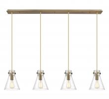 Innovations Lighting 124-410-1PS-BB-G411-8SDY - Newton Cone - 4 Light - 52 inch - Brushed Brass - Linear Pendant