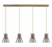 Innovations Lighting 124-410-1PS-BB-G411-8SM - Newton Cone - 4 Light - 52 inch - Brushed Brass - Linear Pendant