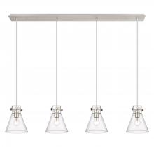 Innovations Lighting 124-410-1PS-PN-G411-8CL - Newton Cone - 4 Light - 52 inch - Polished Nickel - Linear Pendant