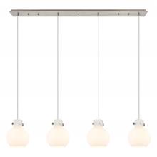 Innovations Lighting 124-410-1PS-SN-G410-8WH - Newton Sphere - 4 Light - 52 inch - Brushed Satin Nickel - Cord hung - Linear Pendant