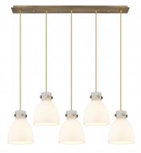 Innovations Lighting 125-410-1PS-BB-G412-8WH - Newton Bell - 5 Light - 40 inch - Brushed Brass - Linear Pendant