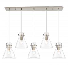 Innovations Lighting 125-410-1PS-SN-G411-8CL - Newton Cone - 5 Light - 40 inch - Brushed Satin Nickel - Linear Pendant