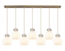 Innovations Lighting 127-410-1PS-BB-G410-8WH - Newton Sphere - 7 Light - 52 inch - Brushed Brass - Cord hung - Linear Pendant