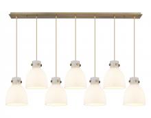 Innovations Lighting 127-410-1PS-BB-G412-8WH - Newton Bell - 7 Light - 52 inch - Brushed Brass - Linear Pendant