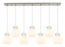 Innovations Lighting 127-410-1PS-SN-G410-8WH - Newton Sphere - 7 Light - 52 inch - Brushed Satin Nickel - Cord hung - Linear Pendant