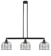 Innovations Lighting 213-BK-G72-CE - Bell Cage - 3 Light - 42 inch - Matte Black - Stem Hung - Island Light