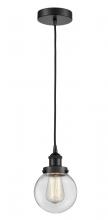 Innovations Lighting 616-1PH-BK-G202-6 - Beacon - 1 Light - 6 inch - Matte Black - Cord hung - Mini Pendant
