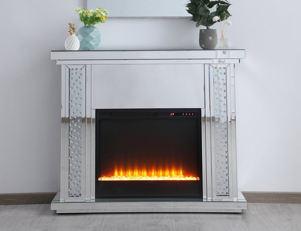 Elegant Mirrored Mantle Fireplace - Thumbnail 4