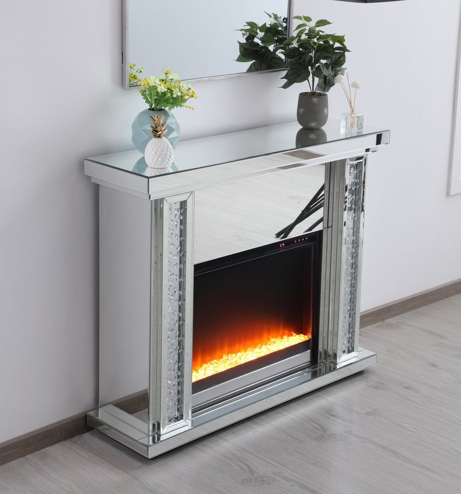 Elegant Mirrored Mantle Fireplace - Thumbnail 2