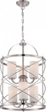 Nuvo 60/5329 - Ginger - 6 Light 2 Tier Chandelier with Satin White Glass - Brushed Nickel Finish