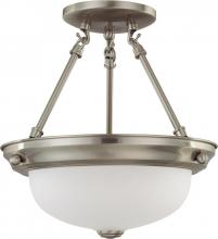 Nuvo 62/1116 - 2 Light - LED 11&#34; Semi-Flush Fixture - Brushed Nickel Finish - Frosted Glass - Lamps Included